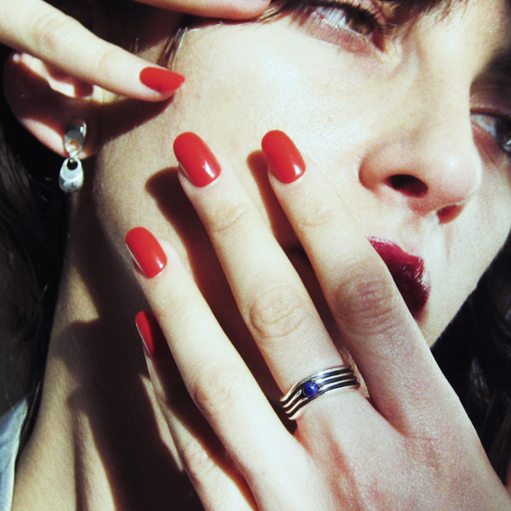 Twister Ring with blue sapphire in sterling silver, architectural handcrafted ring by TOLEDO Los Angeles
