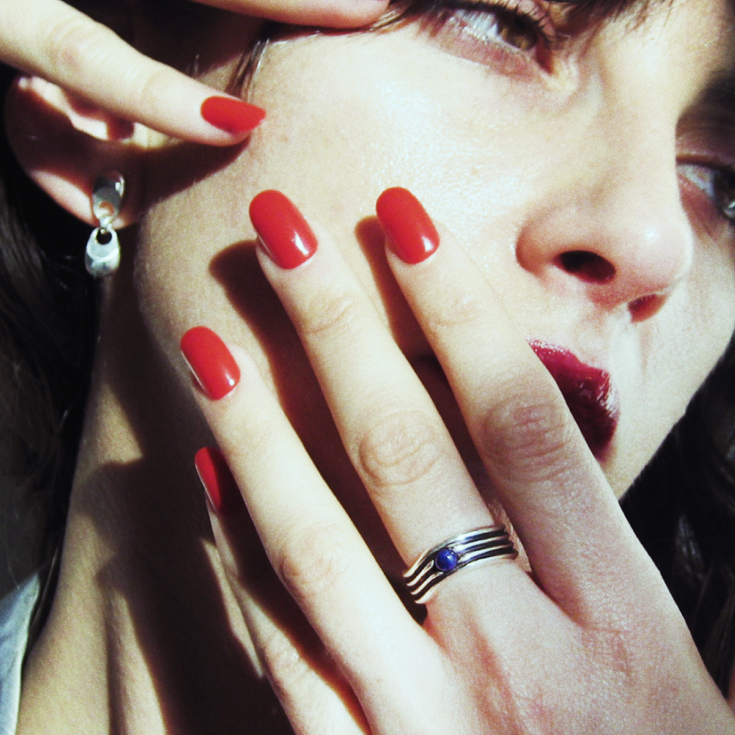 Twister Ring with blue sapphire in sterling silver, architectural handcrafted ring by TOLEDO Los Angeles

