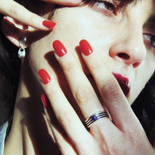 Twister Ring with blue sapphire in sterling silver, architectural handcrafted ring by TOLEDO Los Angeles
