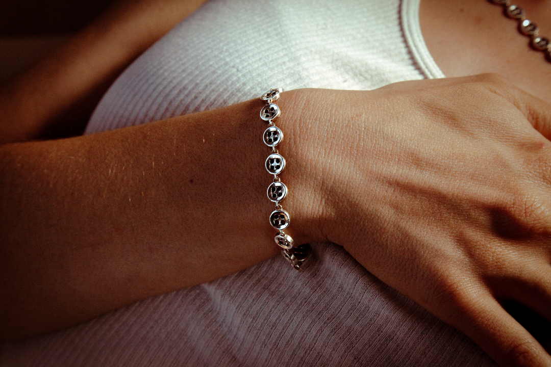 Button Bracelet in sterling silver, handcrafted bracelet by TOLEDO Los Angeles
