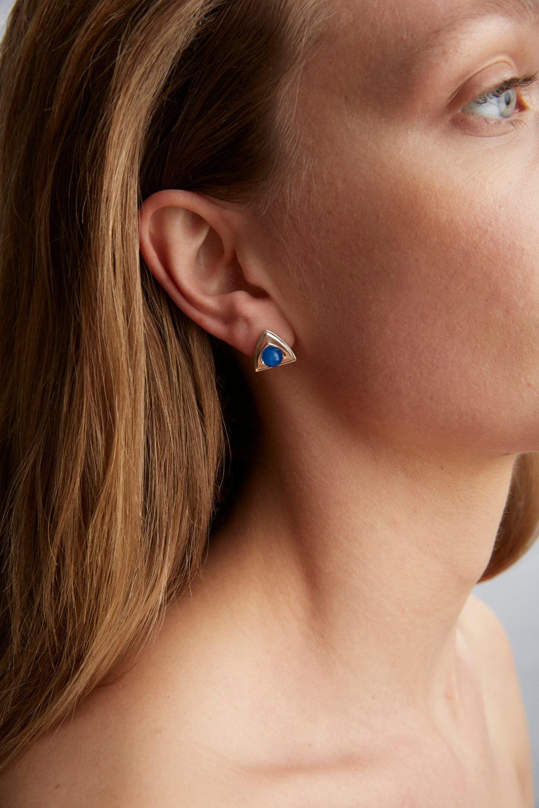 Church Earrings with blue agate in sterling silver, handcrafted earrings by TOLEDO Los Angeles
