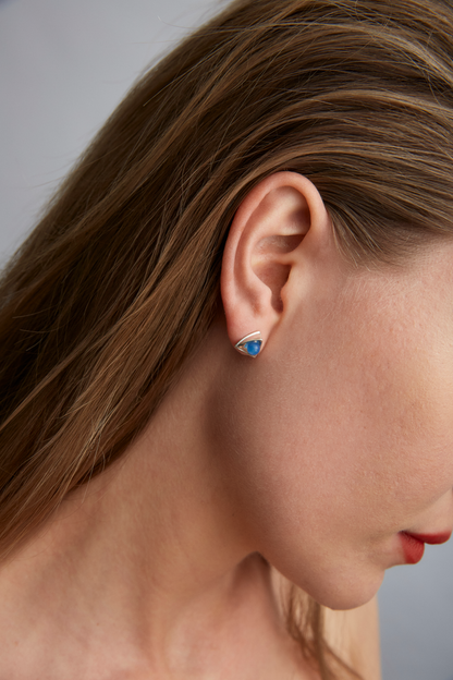 Church Earrings Mini - Blue Agate