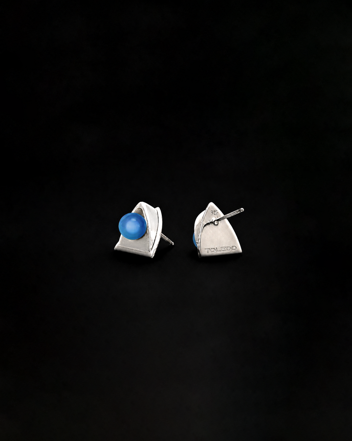 Church Earrings Mini - Blue Agate