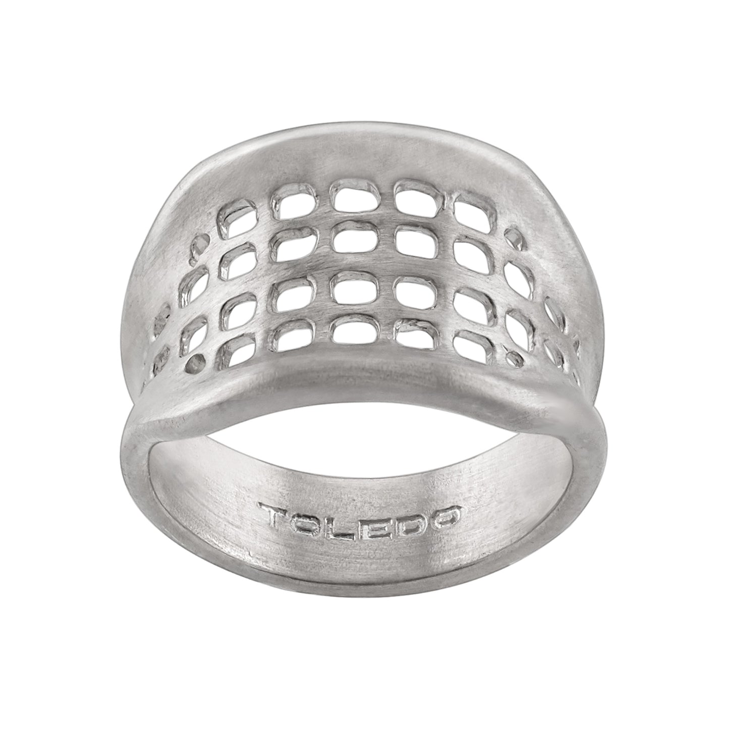 Space Frame Ring in matte sterling silver, architectural handcrafted ring by TOLEDO Los Angeles
