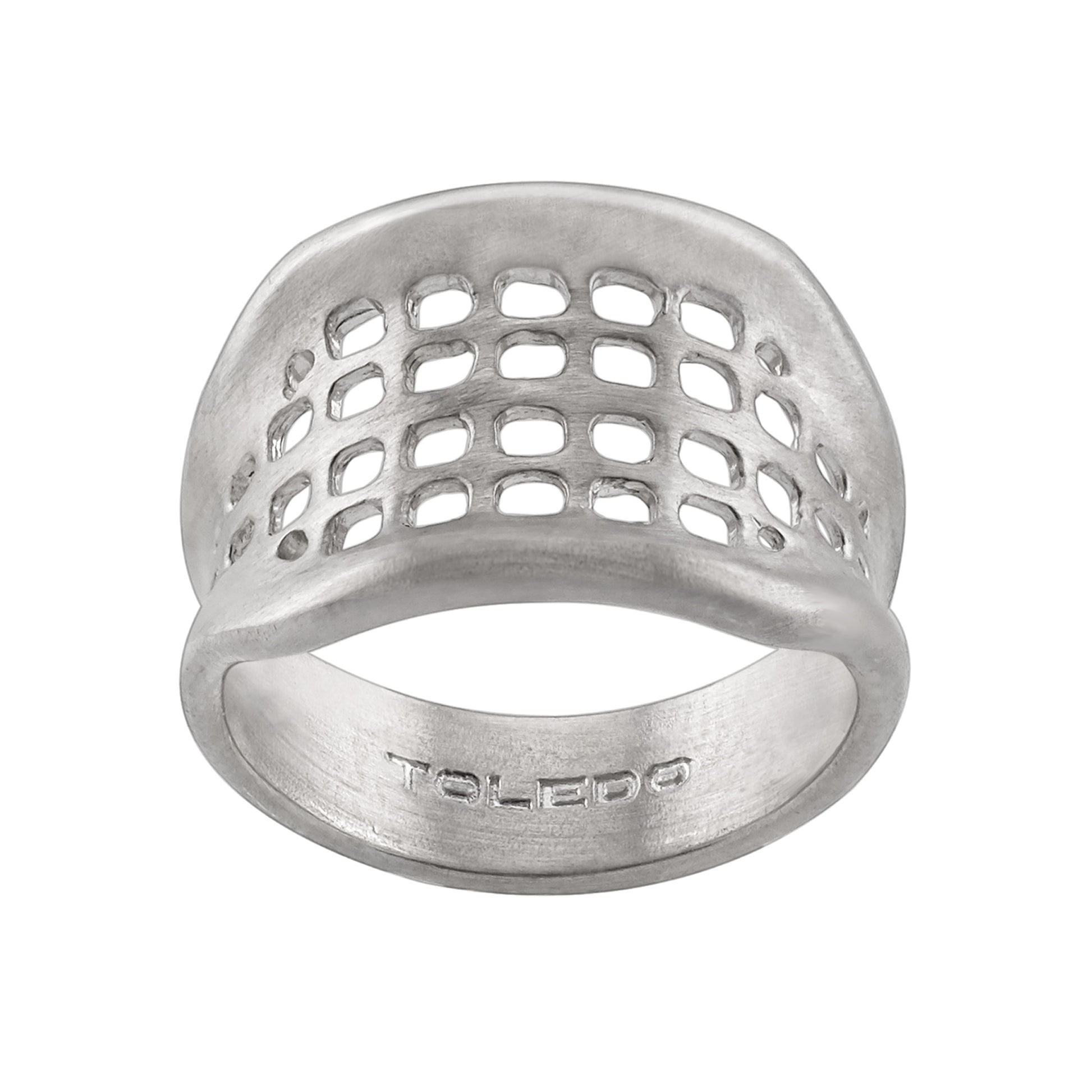 Space Frame Ring in matte sterling silver, architectural handcrafted ring by TOLEDO Los Angeles

