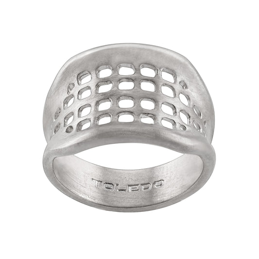 Space Frame Ring in matte sterling silver, architectural handcrafted ring by TOLEDO Los Angeles
