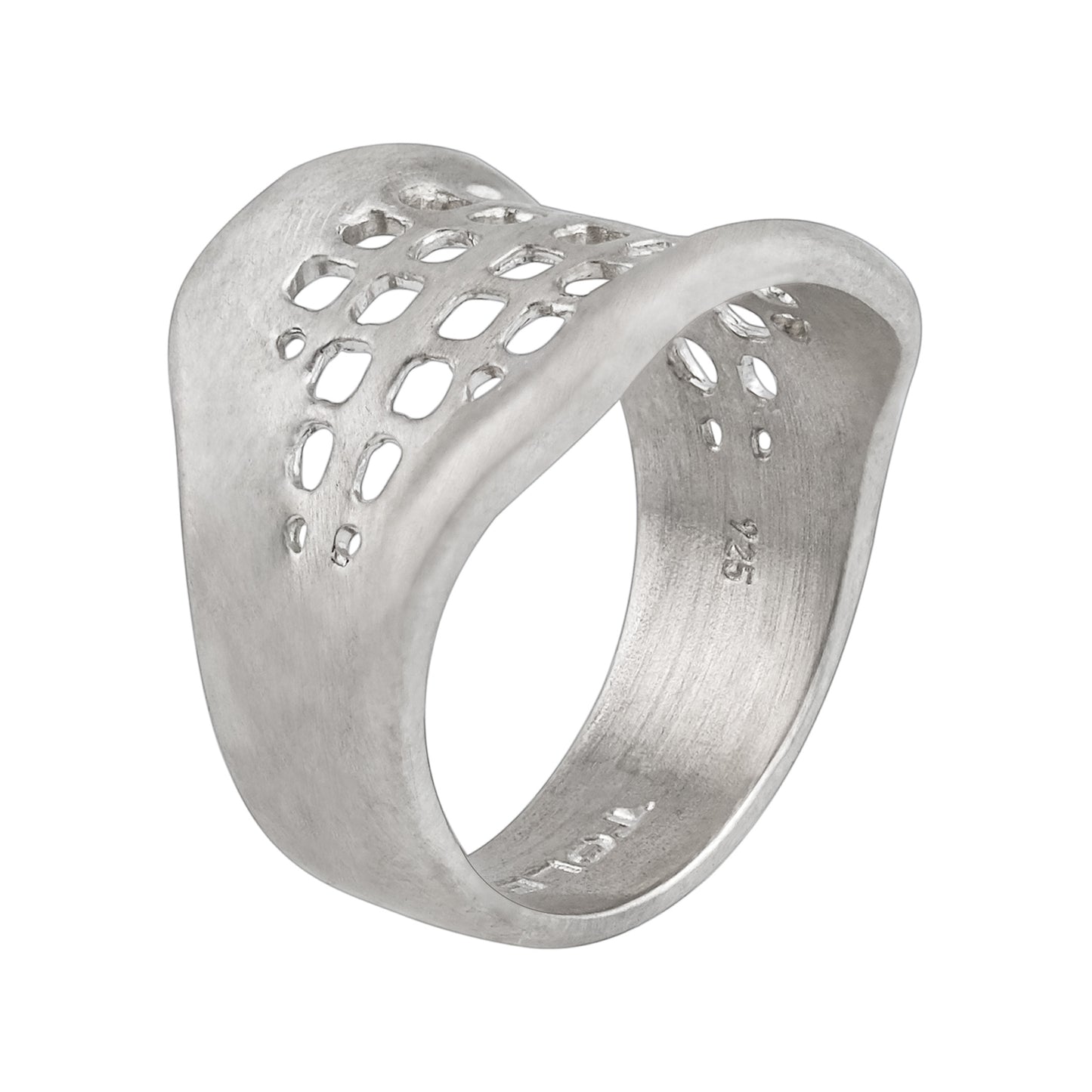 Space Frame Ring in matte sterling silver, architectural handcrafted ring by TOLEDO Los Angeles
