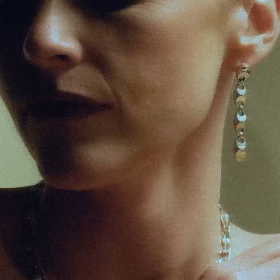 Java Sneak Long Earrings in sterling silver, handcrafted earrings by TOLEDO Los Angeles
