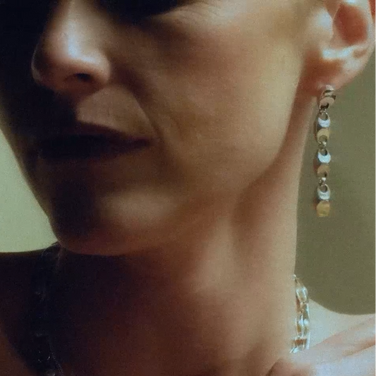 Java Sneak Long Earrings in sterling silver, handcrafted earrings by TOLEDO Los Angeles
