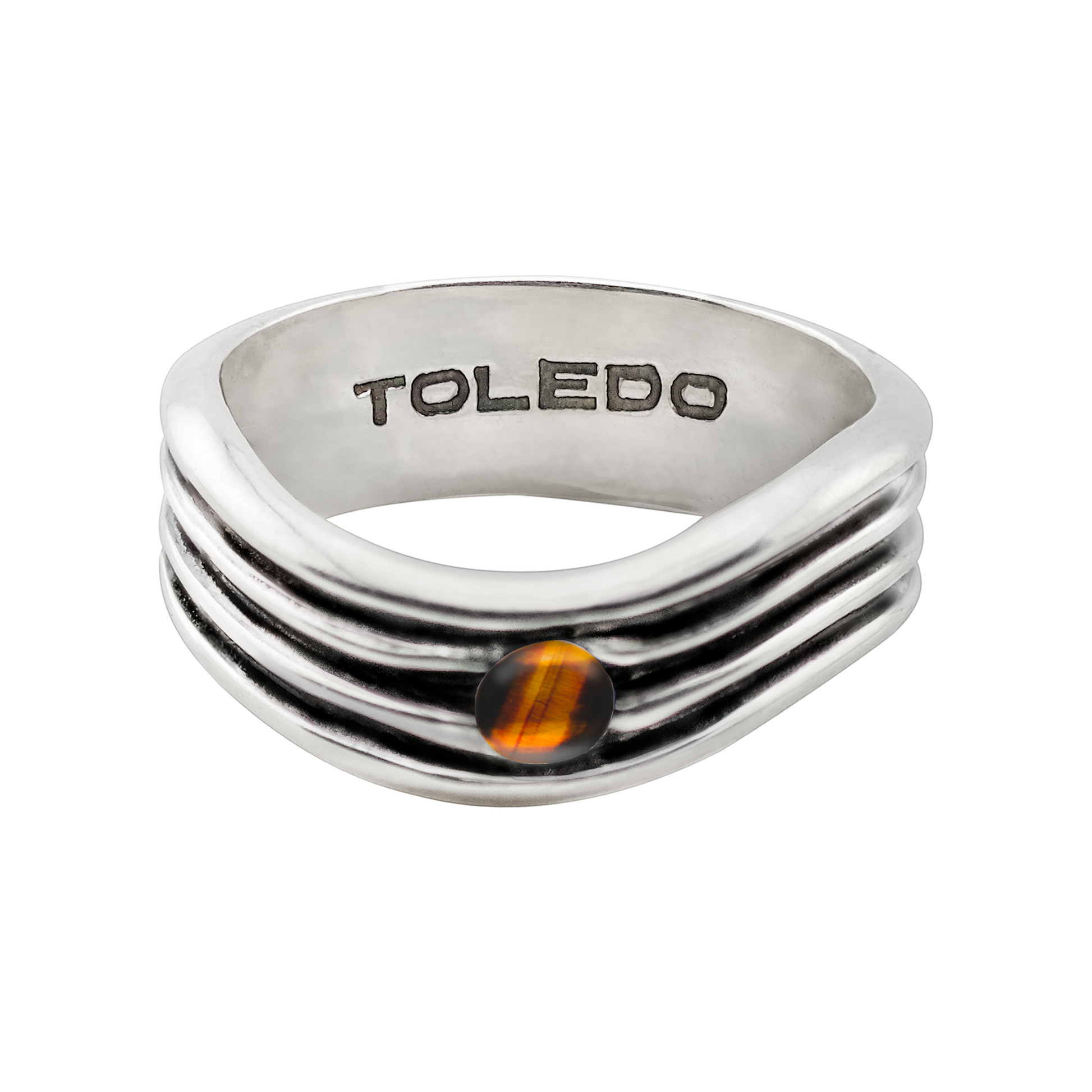 Twister Ring with blue sapphire in sterling silver, architectural handcrafted ring by TOLEDO Los Angeles
