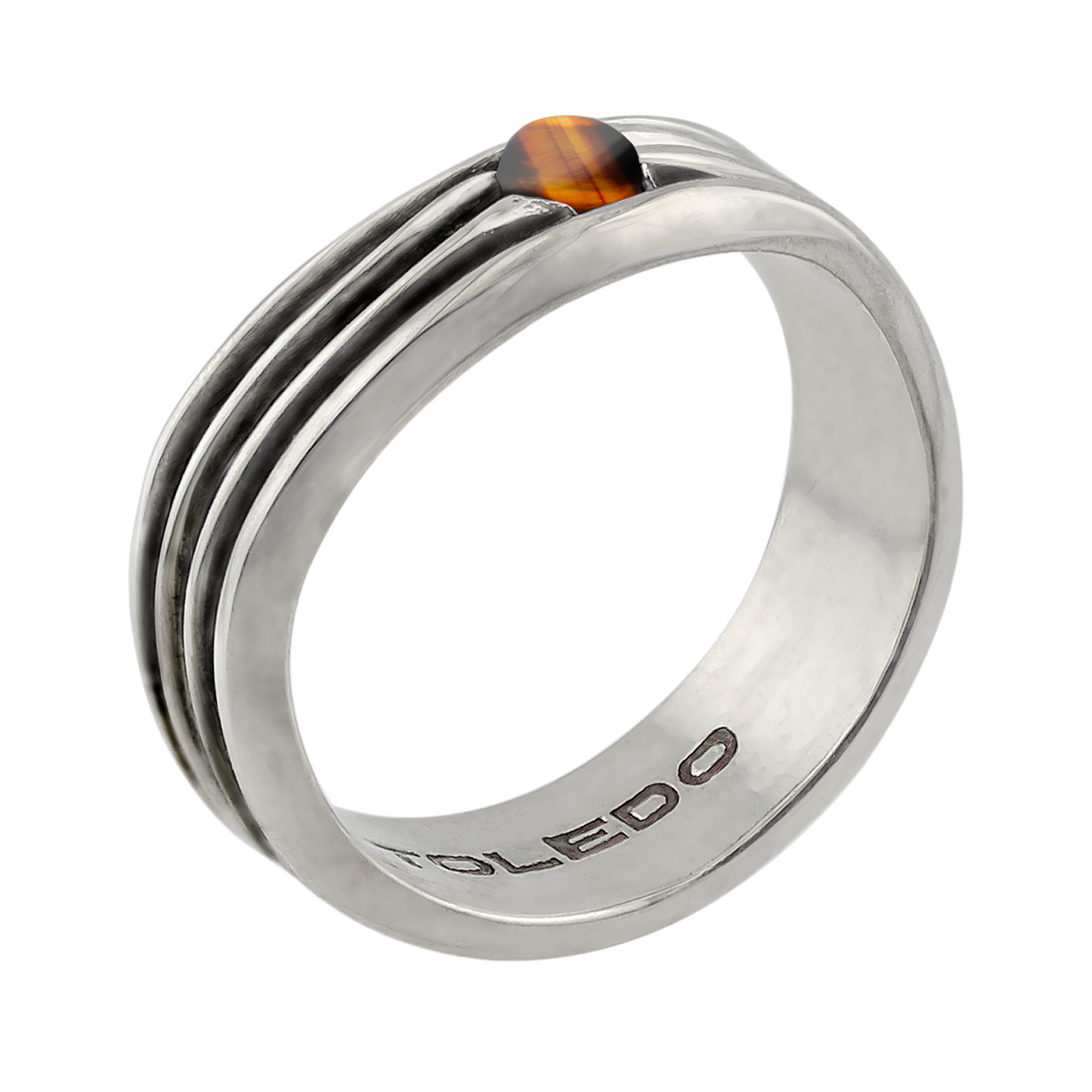 Twister Ring with blue sapphire in sterling silver, architectural handcrafted ring by TOLEDO Los Angeles
